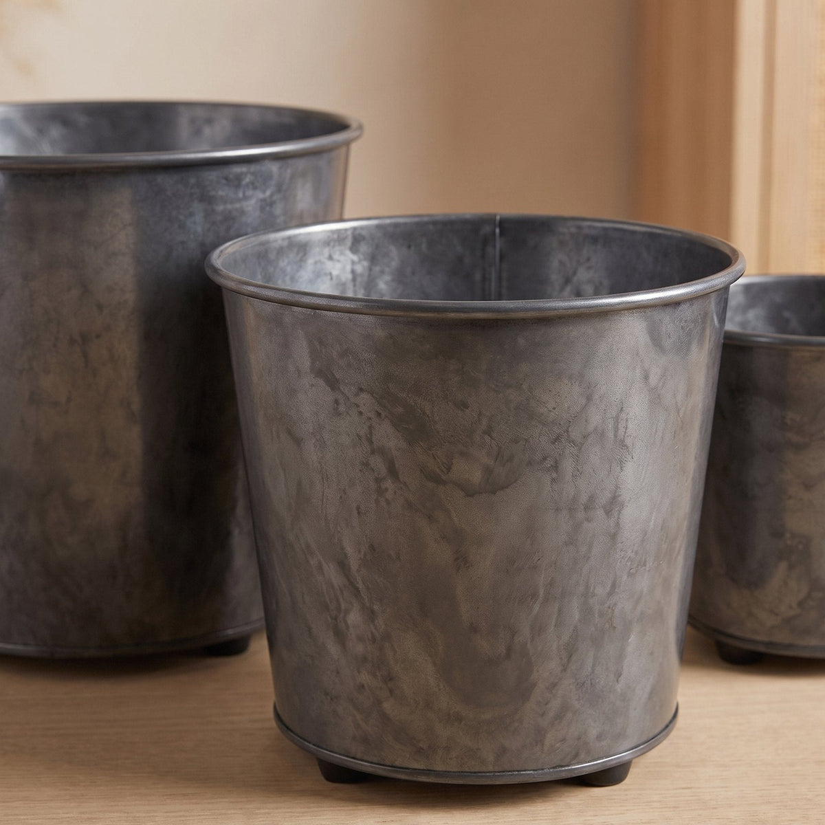 Pflanztopf-Set aus verzinktem Metall, 3-teilig