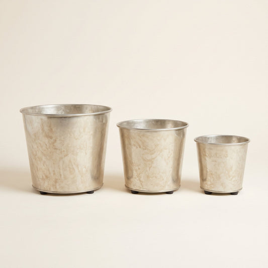 Pflanztopf-Set aus verzinktem Metall, 3-teilig