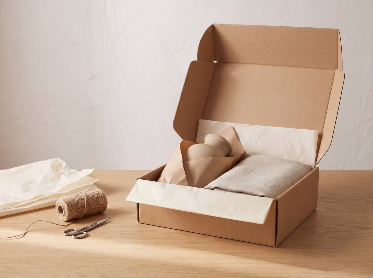 Bestellung sorgfältig in Seidenpapier verpackt